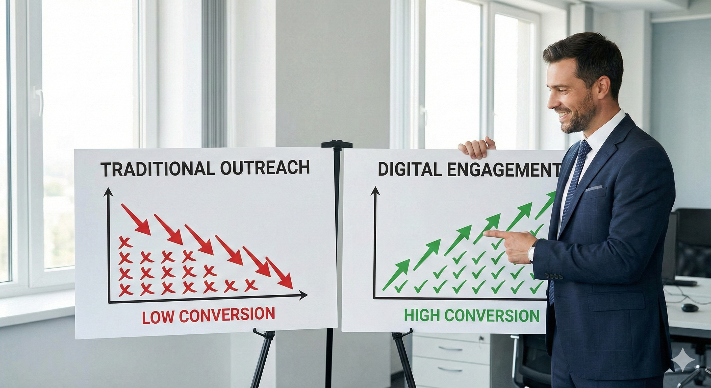 Financial advisor comparing cold leads vs branded leads conversion rates