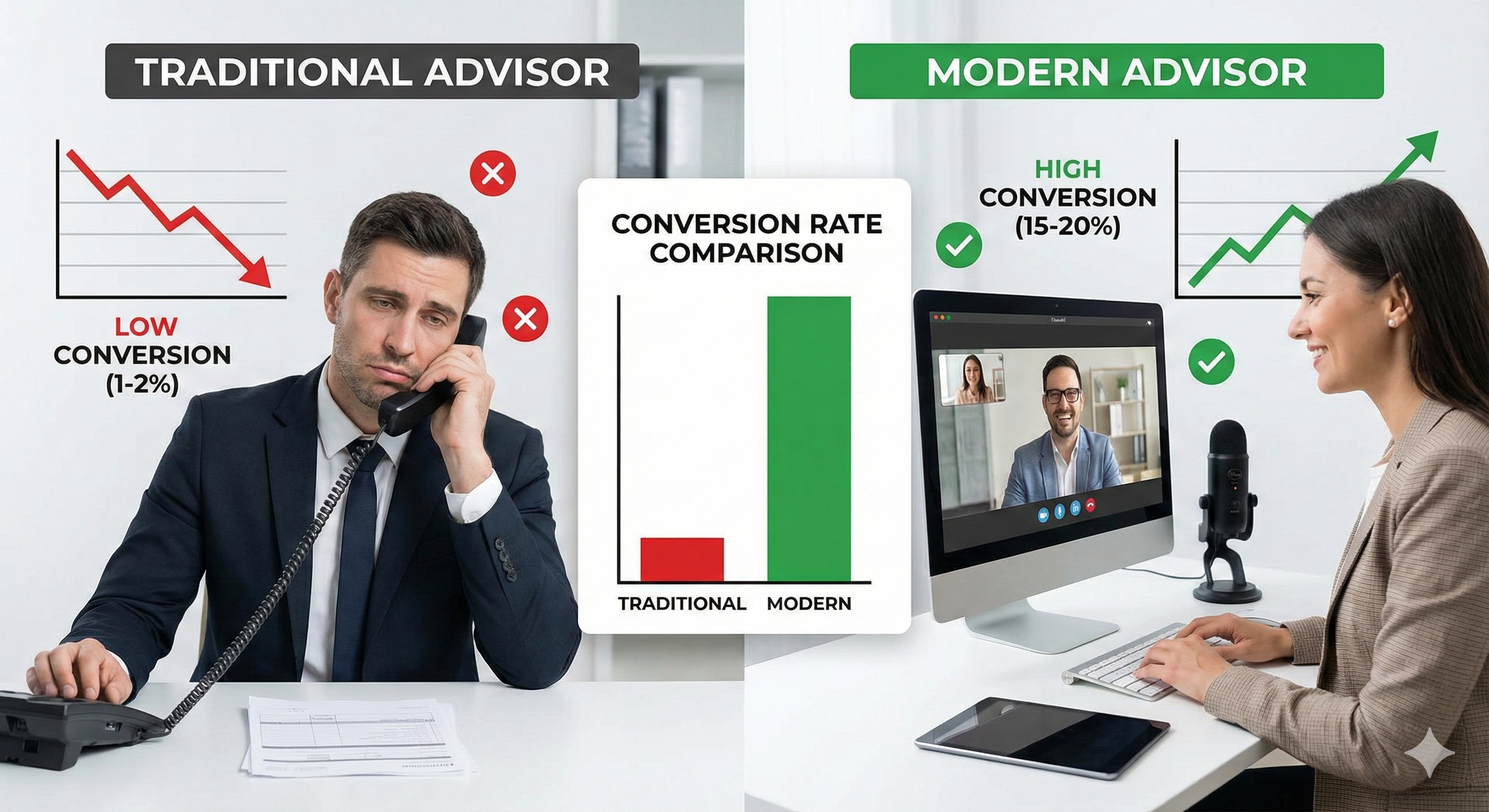 Comparison of traditional prospecting vs branded lead system