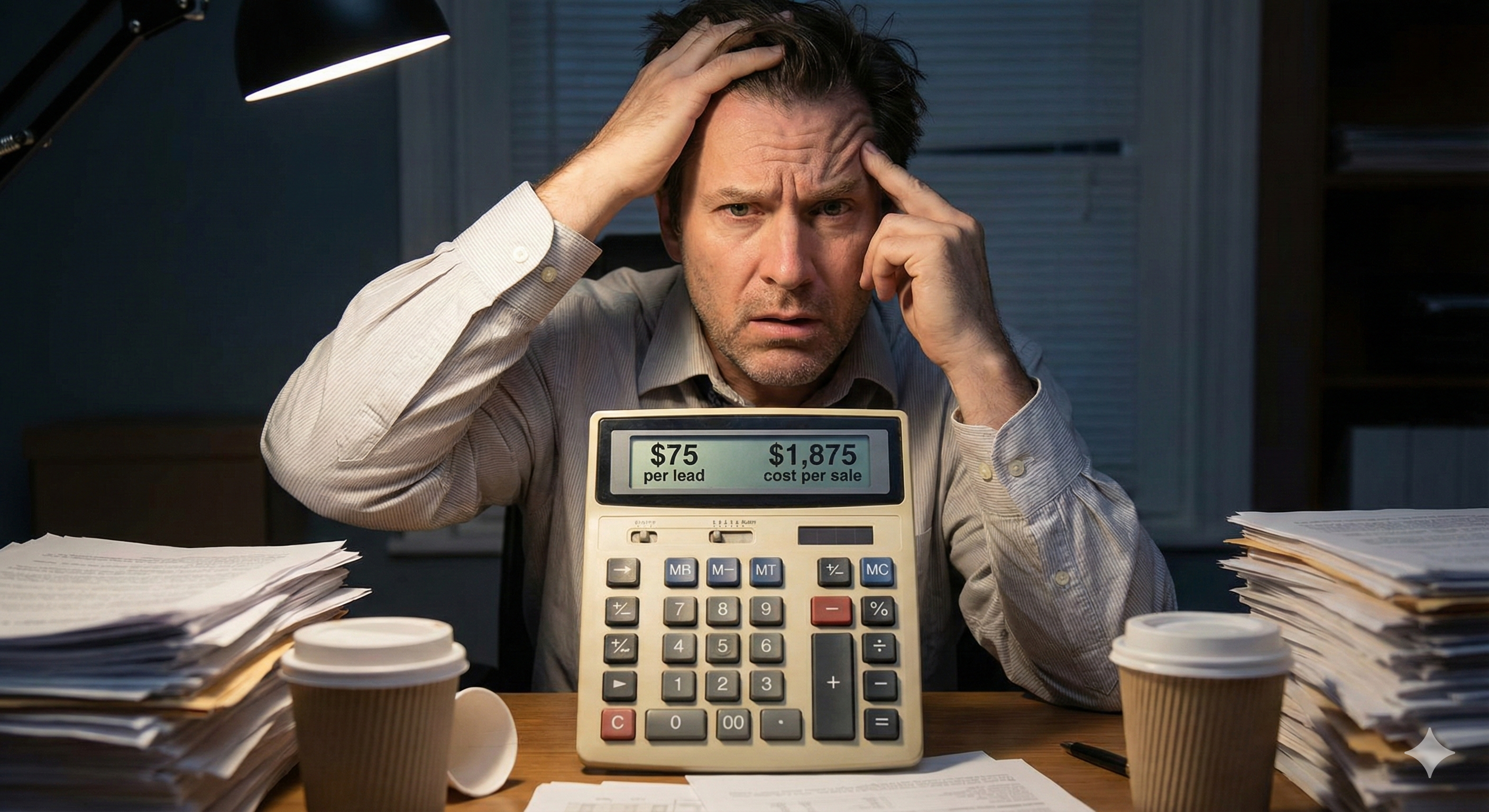 Life insurance agent calculating true cost per sale from exclusive leads