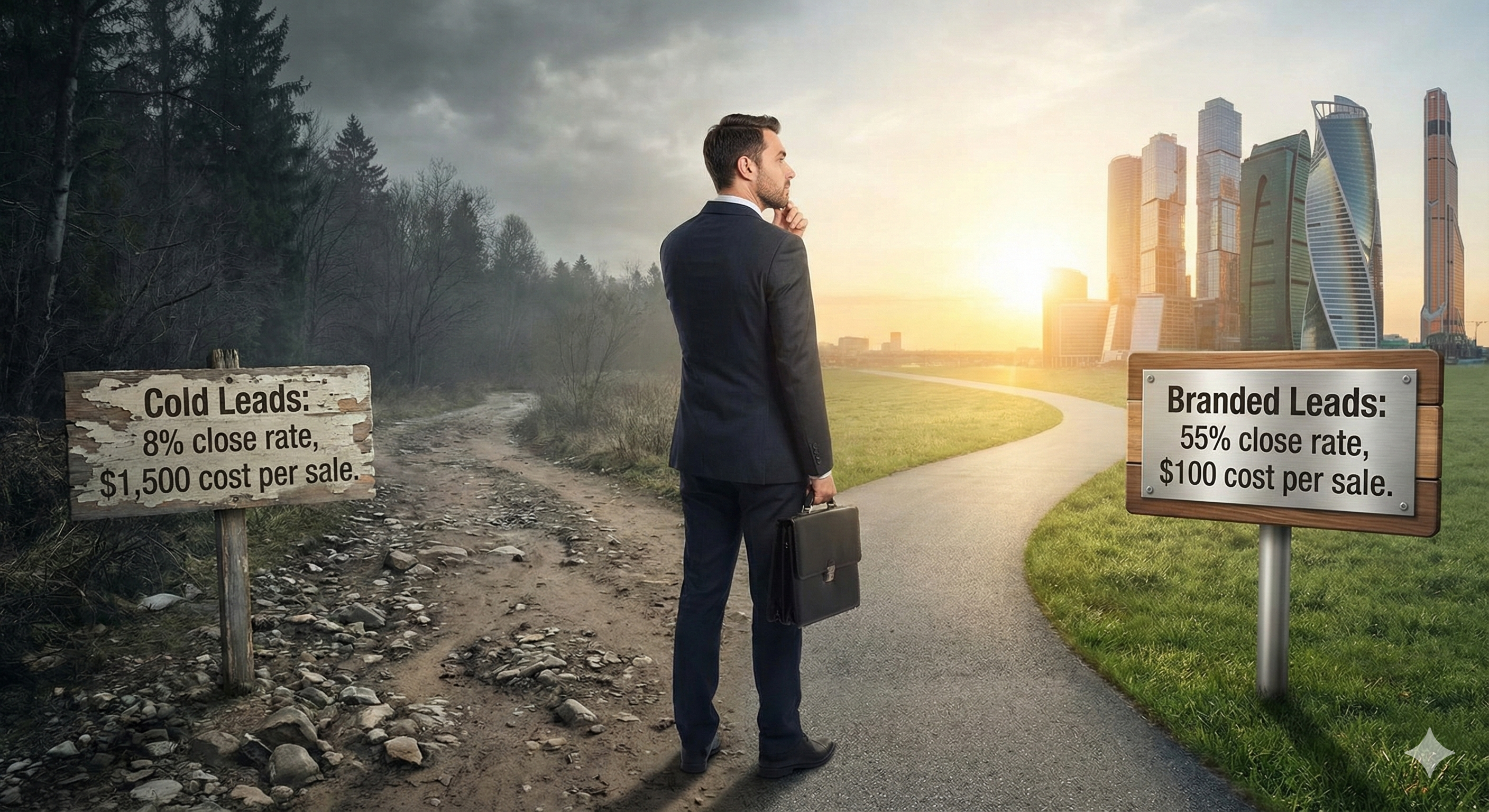 Life insurance agent comparing different types of leads on computer screen