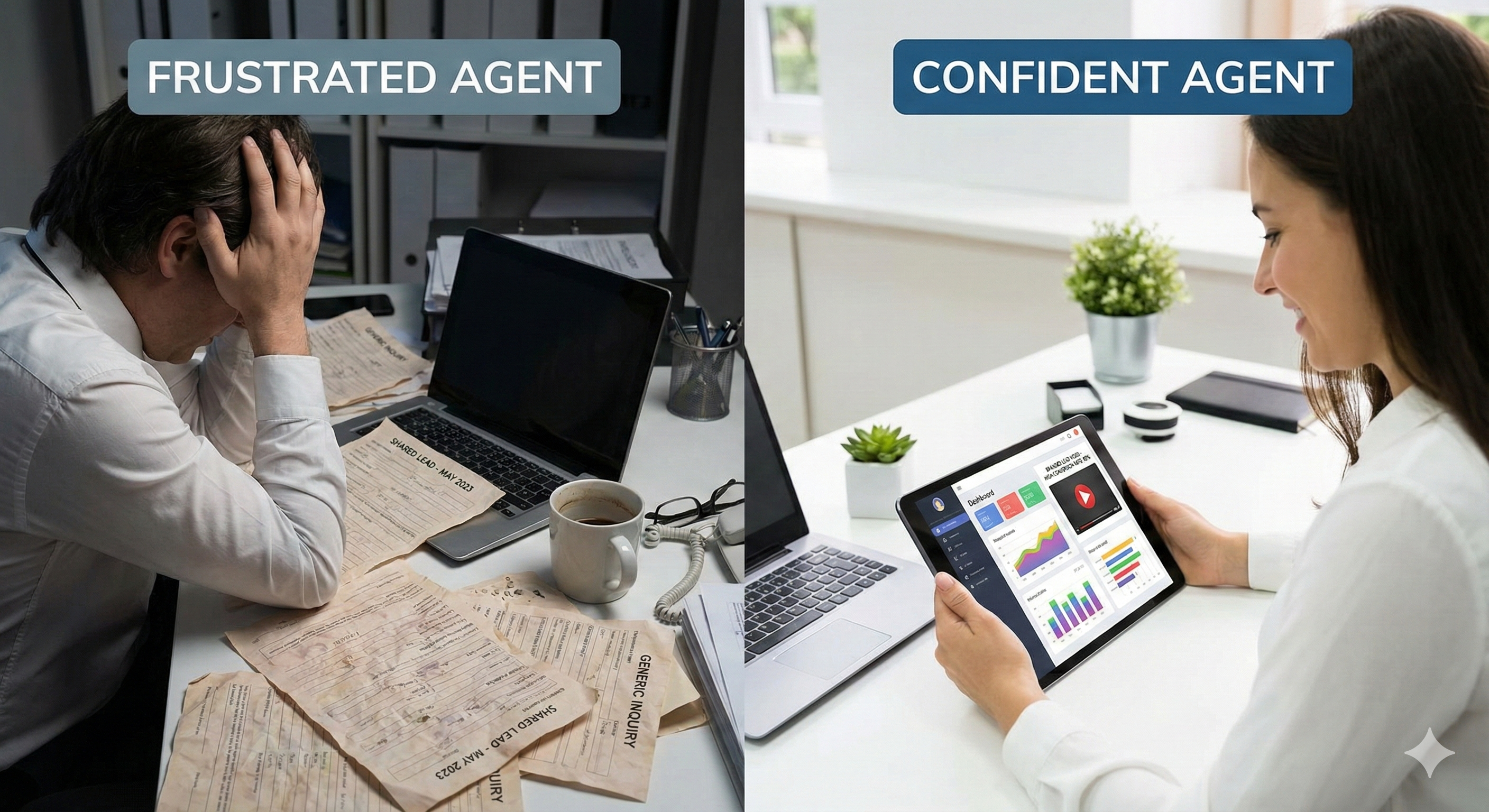 Life insurance agent comparing shared leads vs branded leads