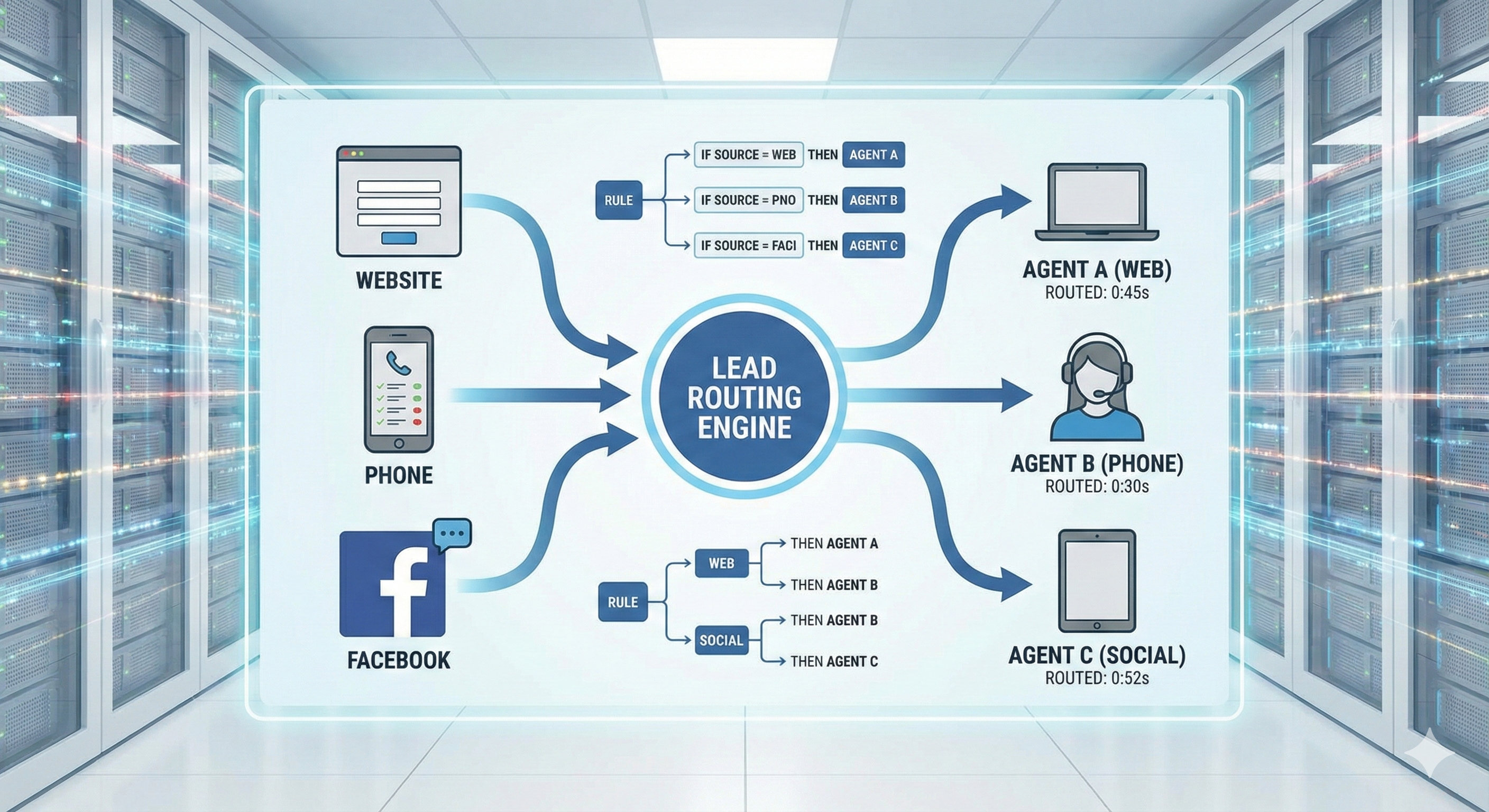 Lead distribution software routing leads to agents automatically